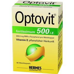 Eine Schachtel mit Vitamin E Kapseln von der Marke Optovit.