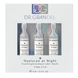 Drei Ampullen im Karton mit der Aufschrift "Hyaluron at Night" von Dr. Grandel.